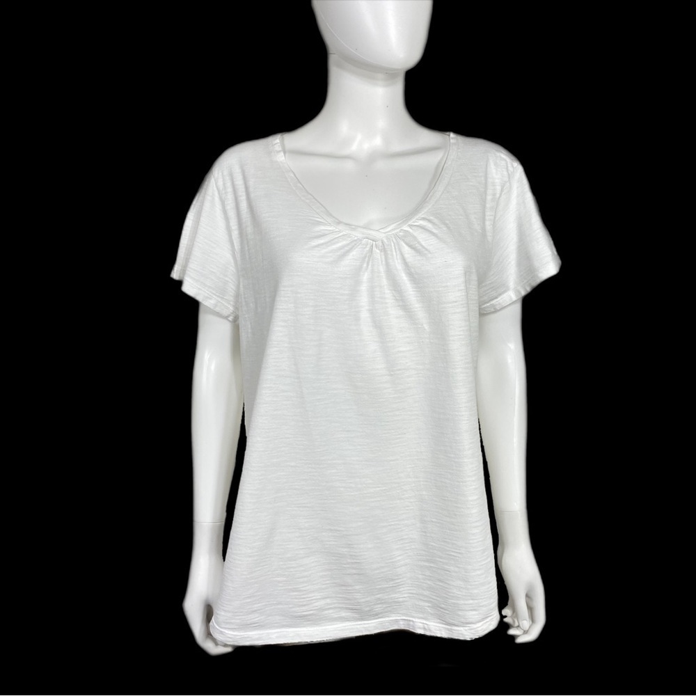 Hanes Women’s Slub Jersey Shirred V-Neck Tee